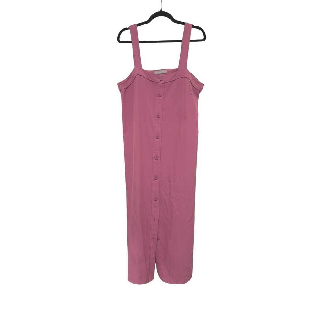 Everlane sz 12 pink sheath sleeveless button down maxi dress H